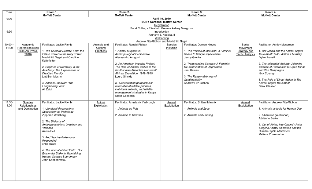 2010 Schedule Chart (8 1/2 X 14 In