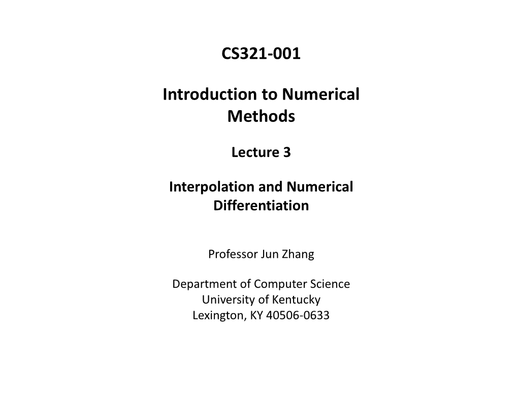 CS321-001 Introduction to Numerical Methods