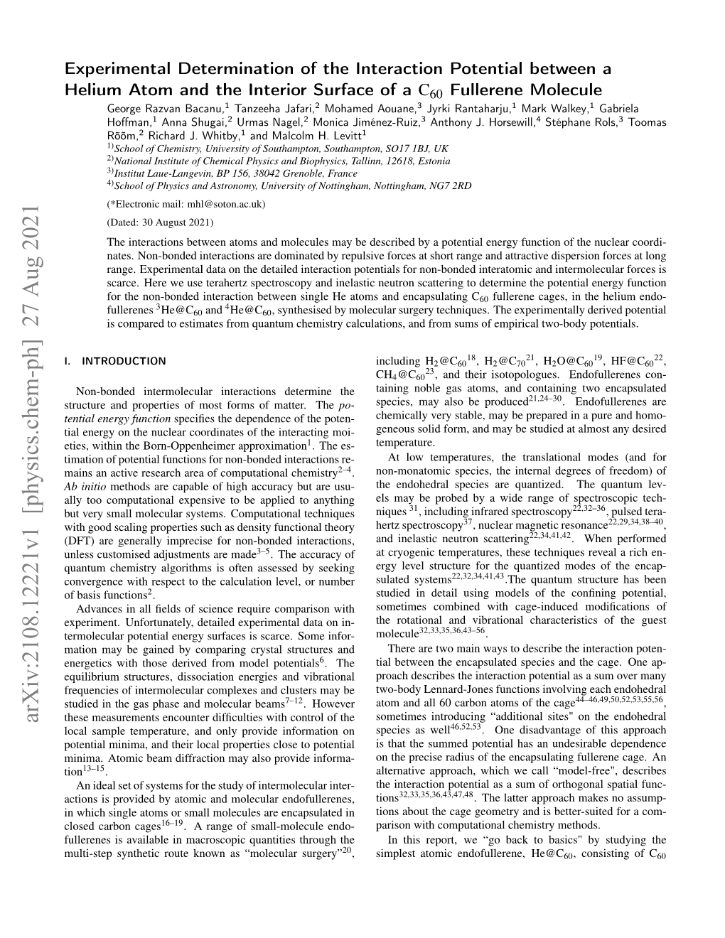 Arxiv:2108.12221V1 [Physics.Chem-Ph] 27 Aug 2021