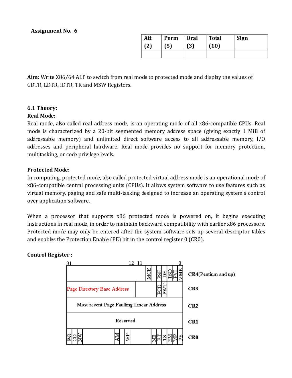 Assignment No. 6 Aim: Write X86/64 ALP To