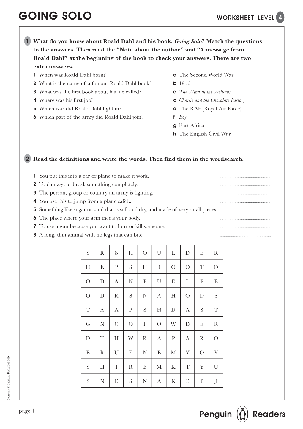 Going Solo Worksheet Level 4