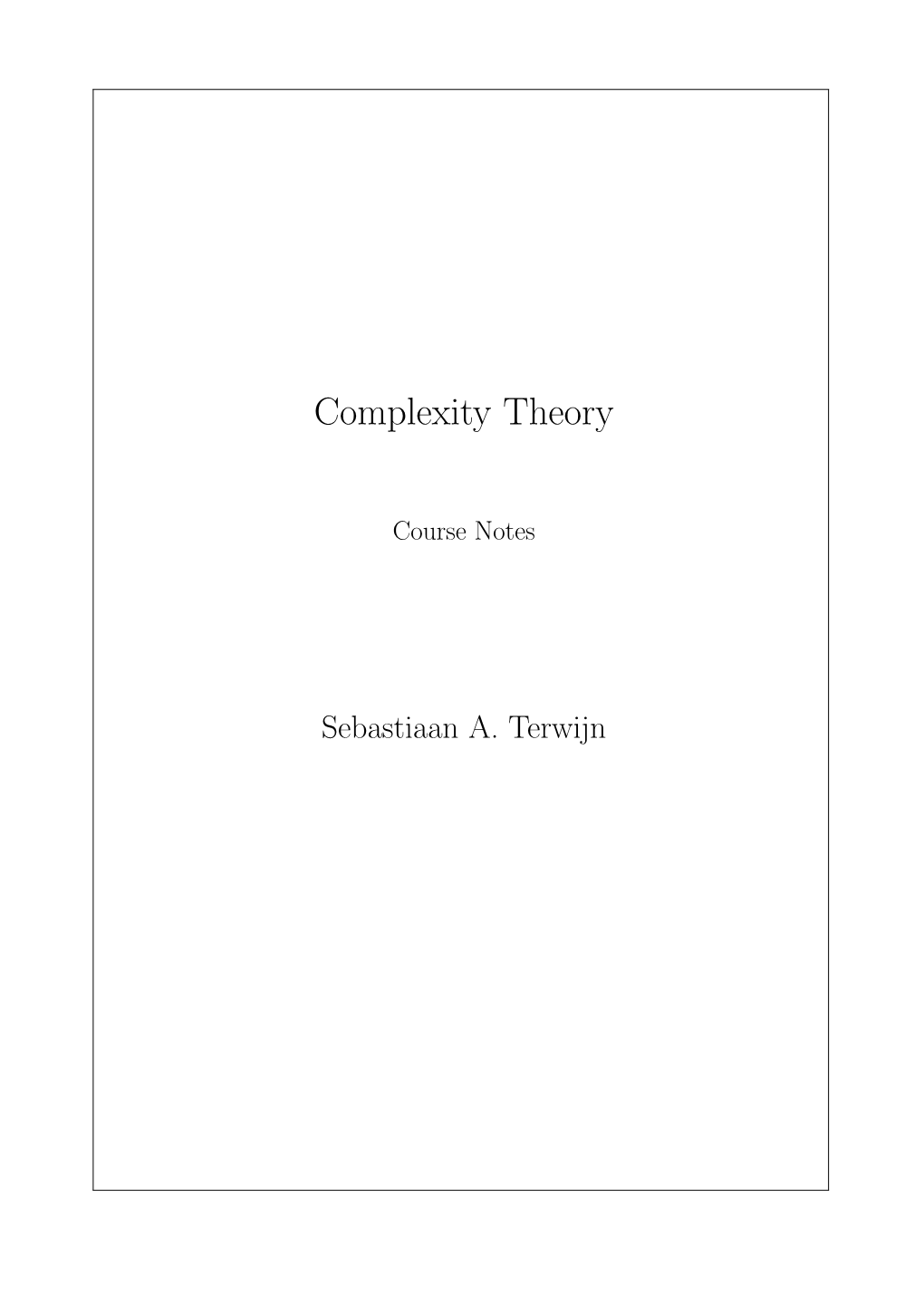 Complexity Theory