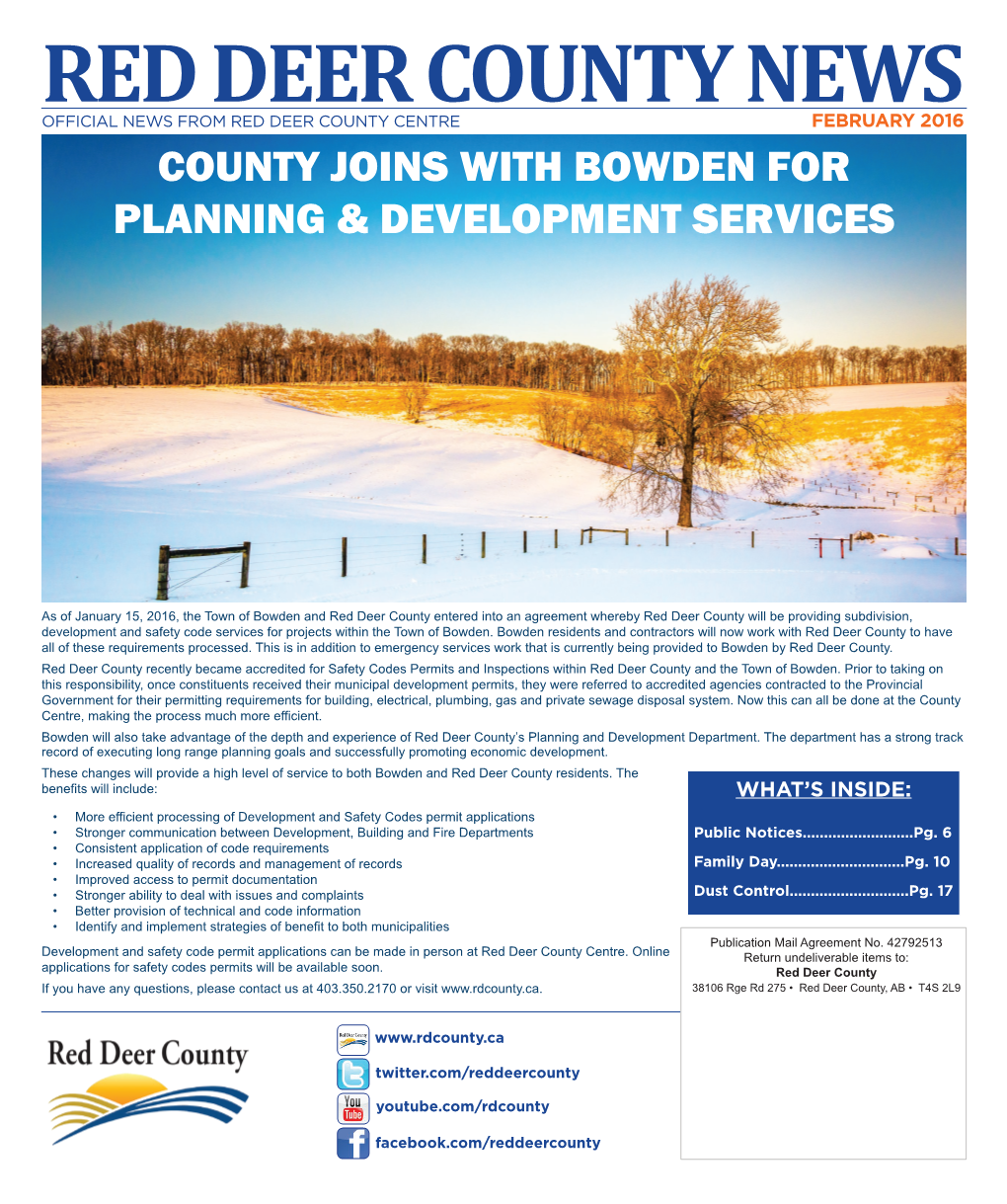 COUNTY Joins with BOWDEN for PLANNING & DEVELOPMENT