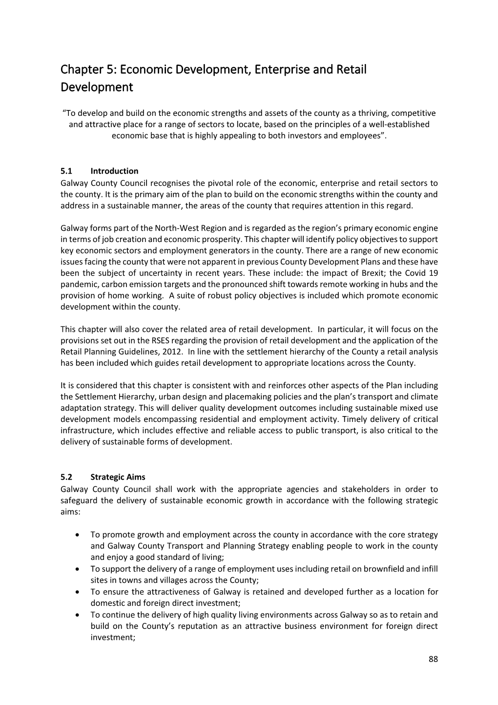 Chapter 5: Economic Development, Enterprise and Retail Development