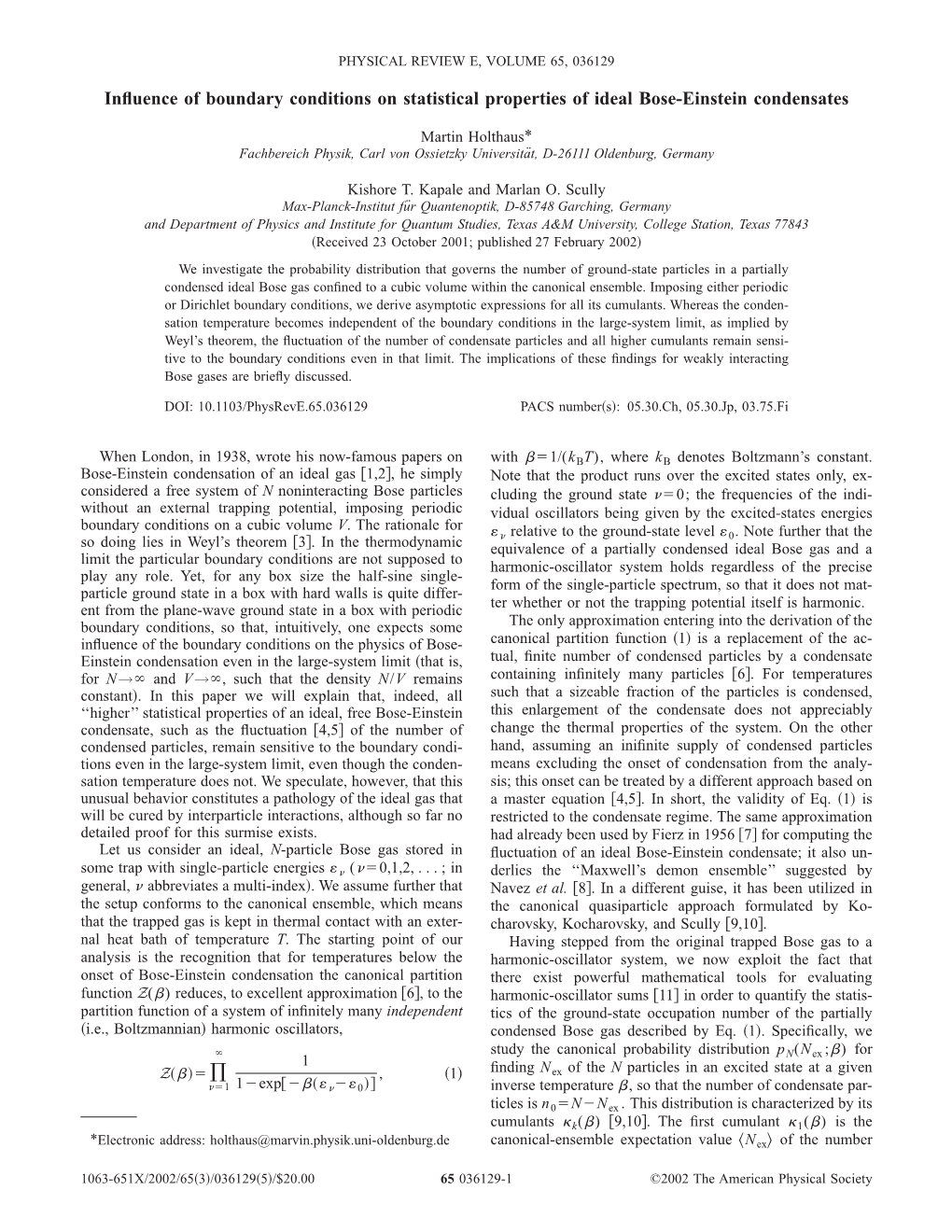 Influence of Boundary Conditions on Statistical Properties of Ideal Bose