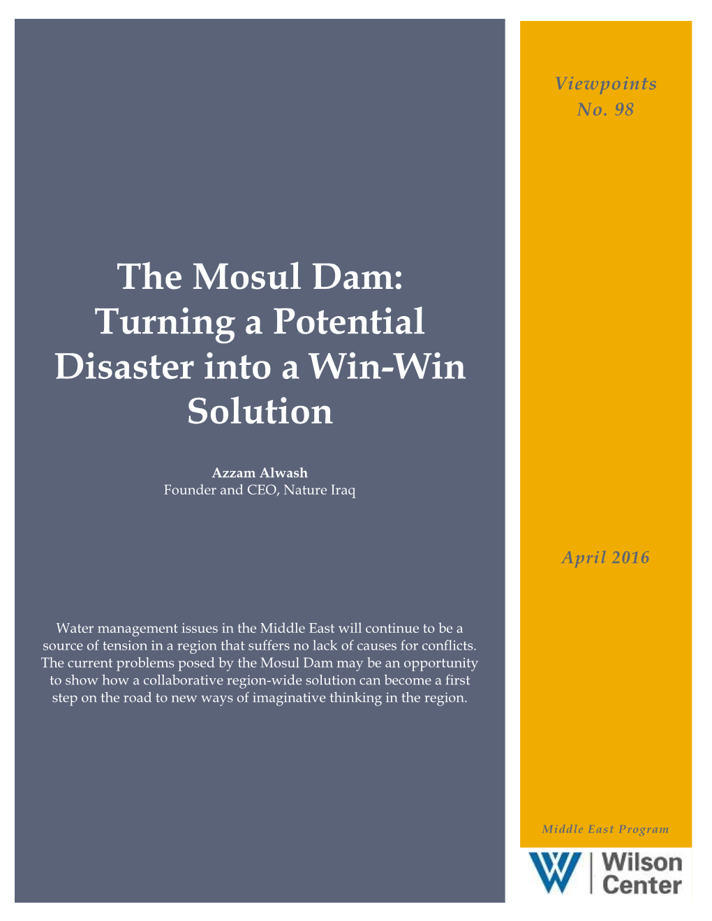 The Mosul Dam: Turning a Potential