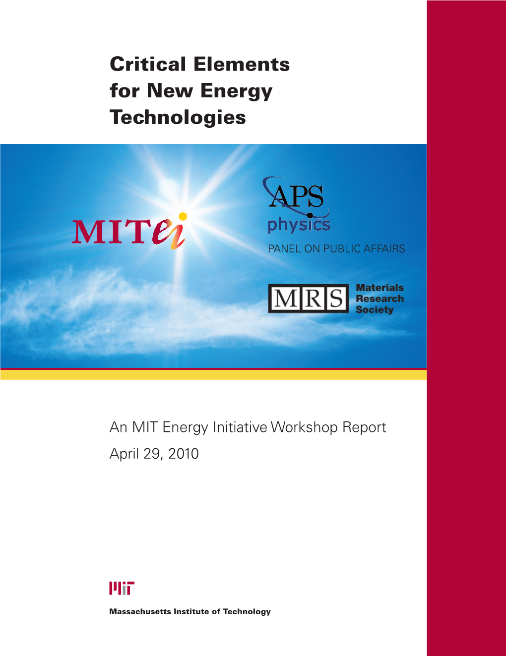 Critical Elements for New Energy Technologies