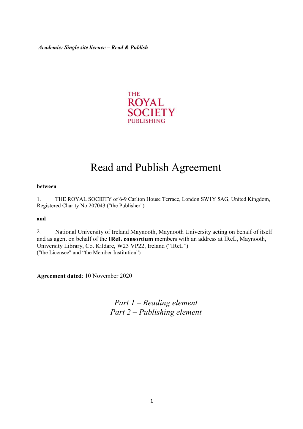 Read and Publish Agreement Between