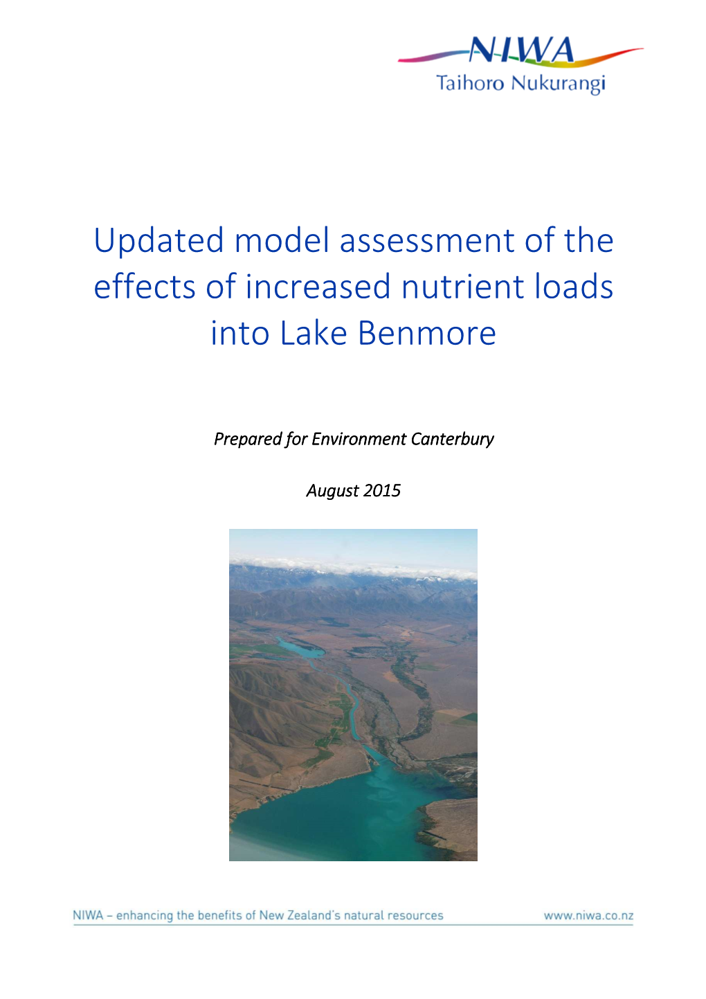 NIWA Lake Benmore Model Assessment Nutrient Load Effects