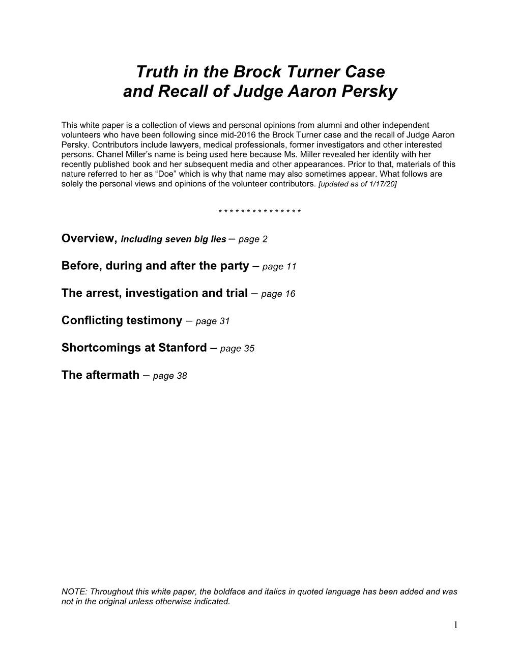 Truth in the Brock Turner Case and Recall of Judge Aaron Persky