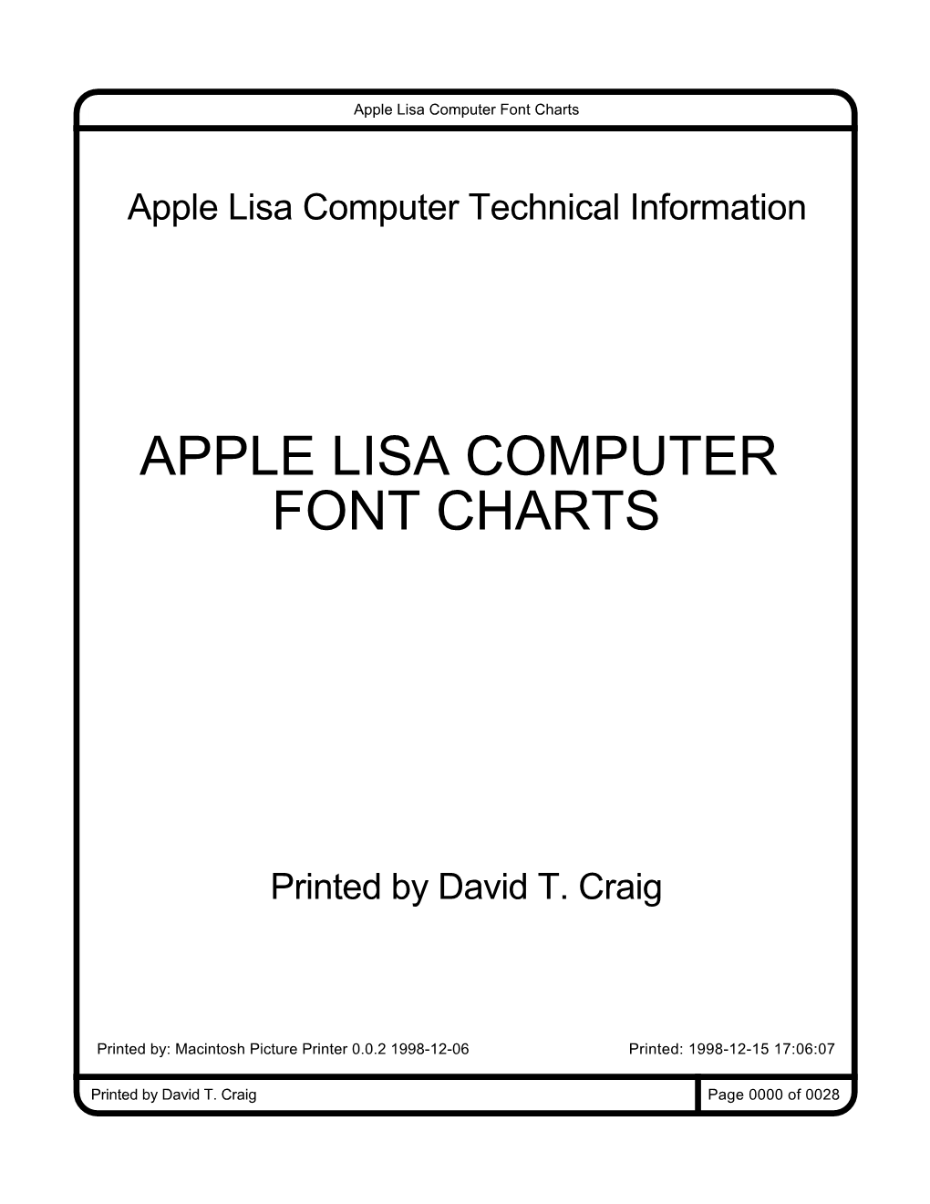 Apple Lisa Computer Font Charts