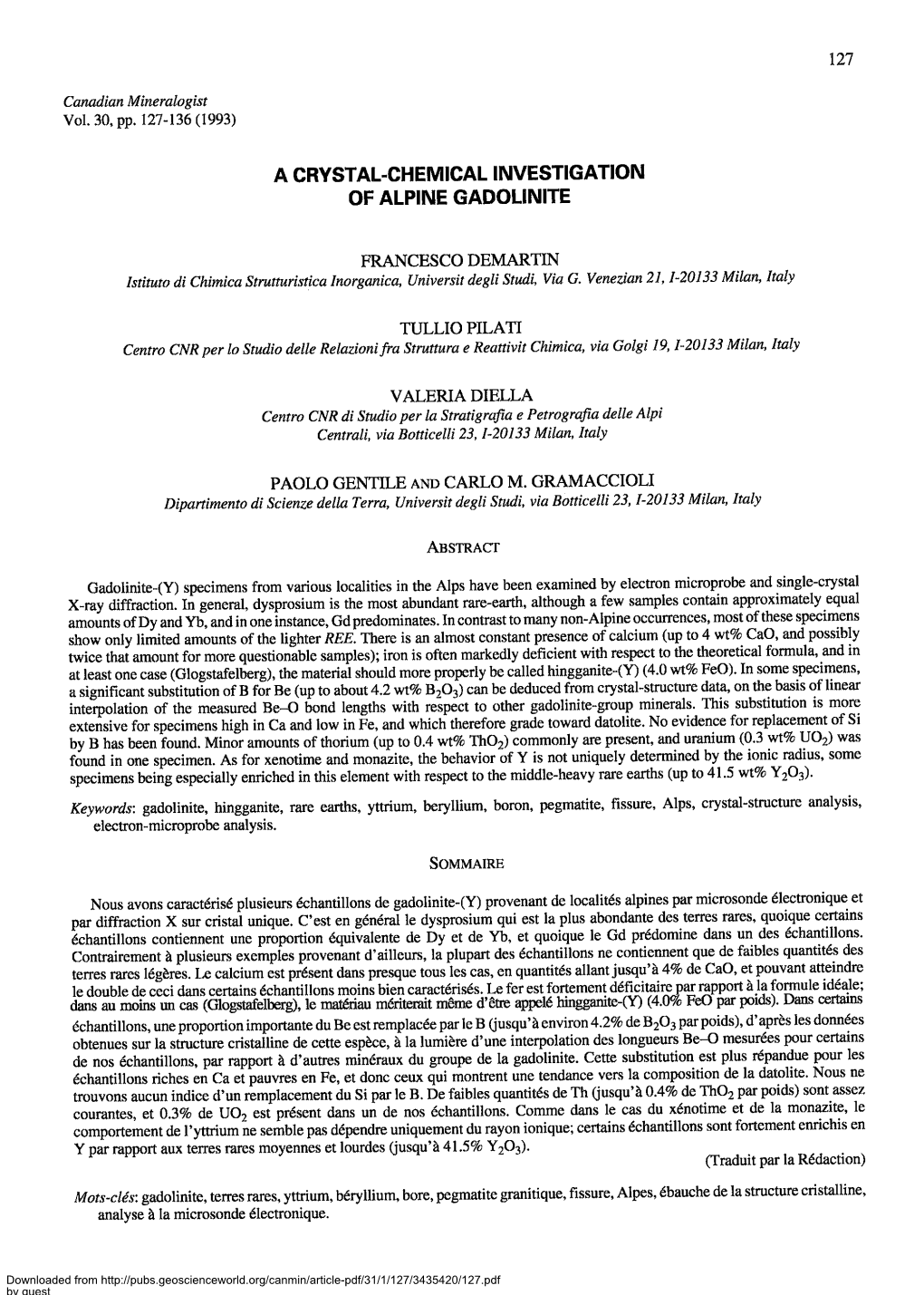 A Crystal.Chemical Investigation of Alpine Gadolinite 135