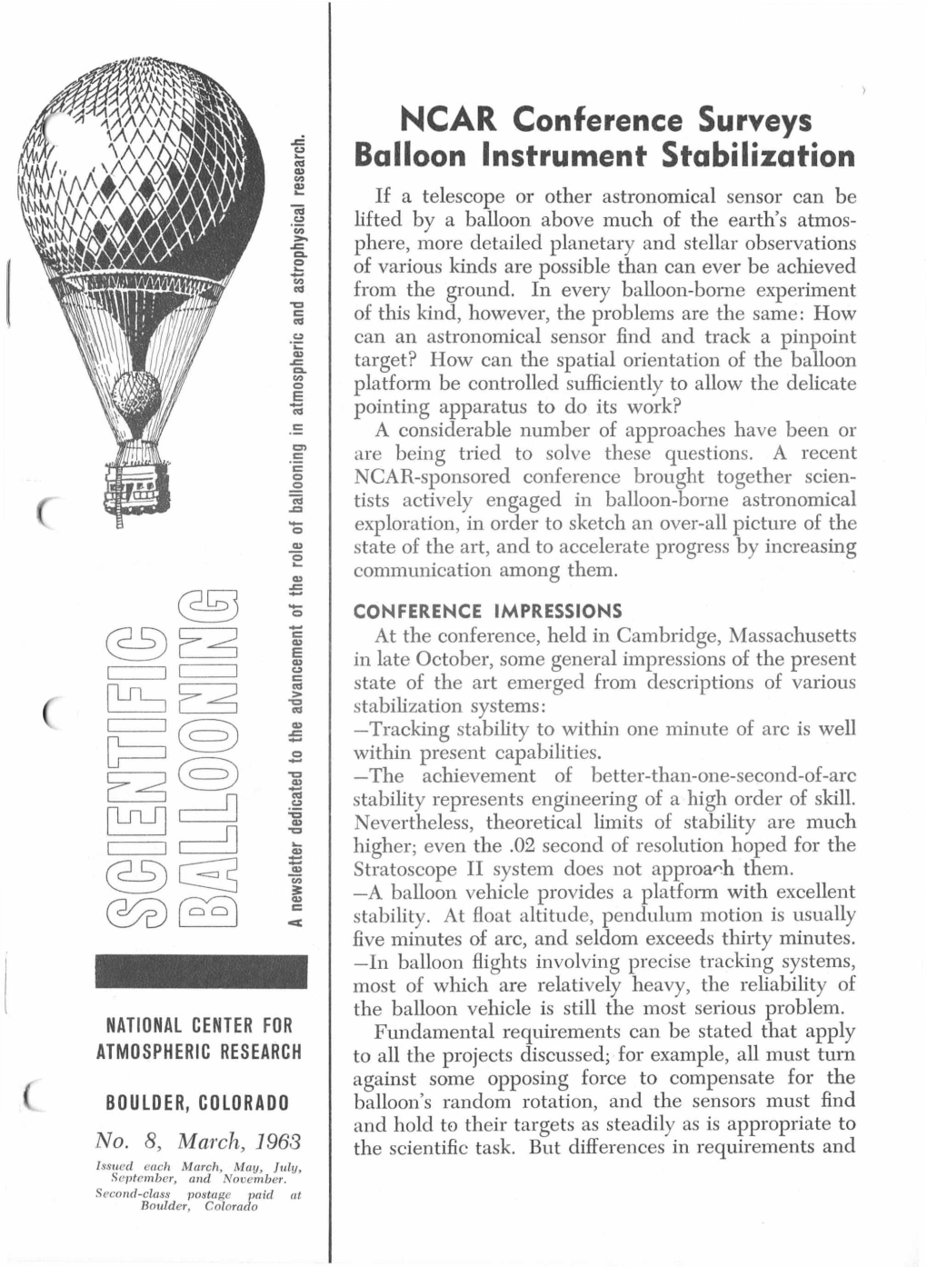 J N CAR Conference Surveys Balloon Instrument Stabilization