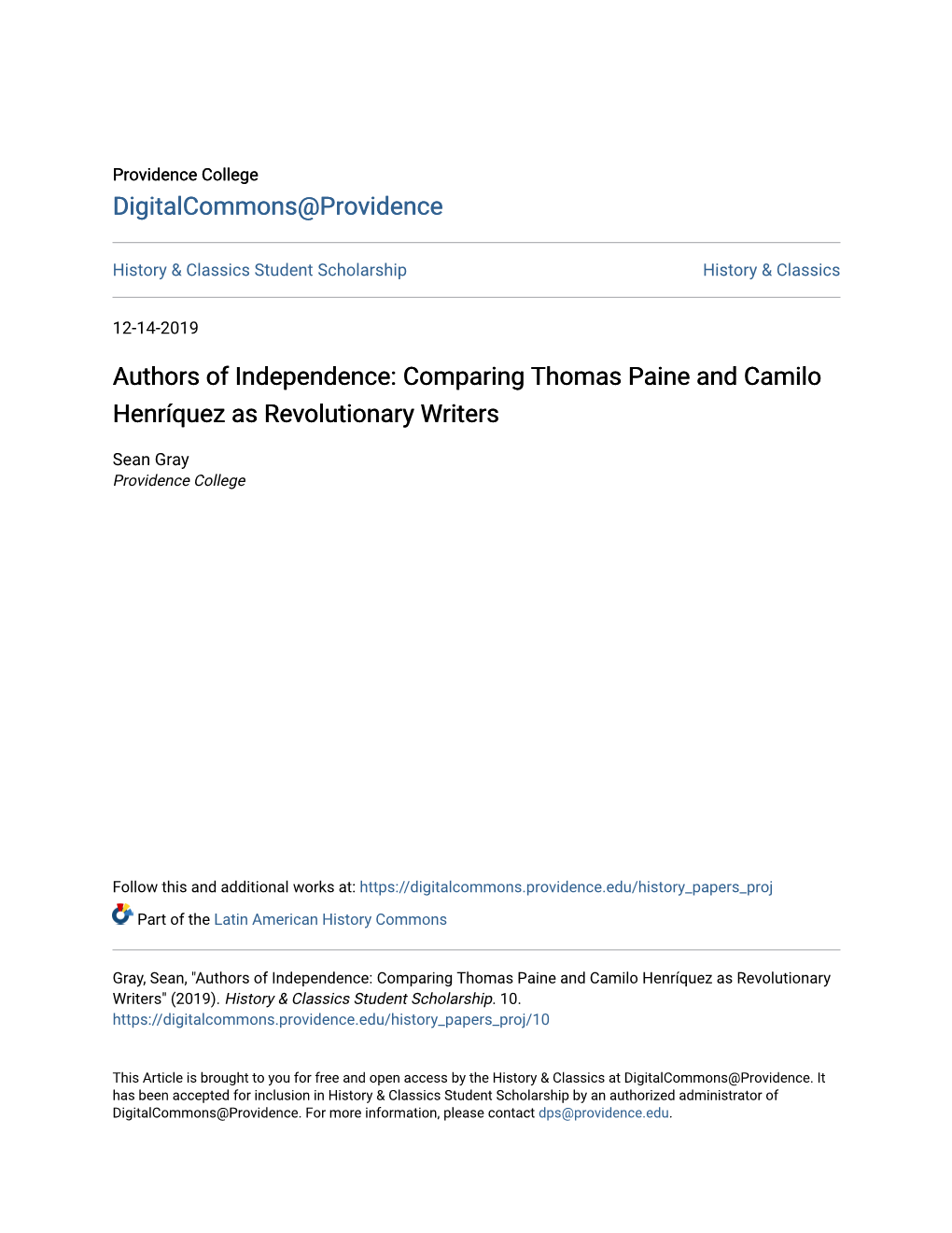 Comparing Thomas Paine and Camilo Henríquez As Revolutionary Writers