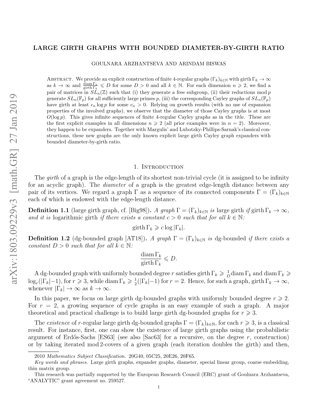 Large Girth Graphs with Bounded Diameter-By-Girth Ratio 3