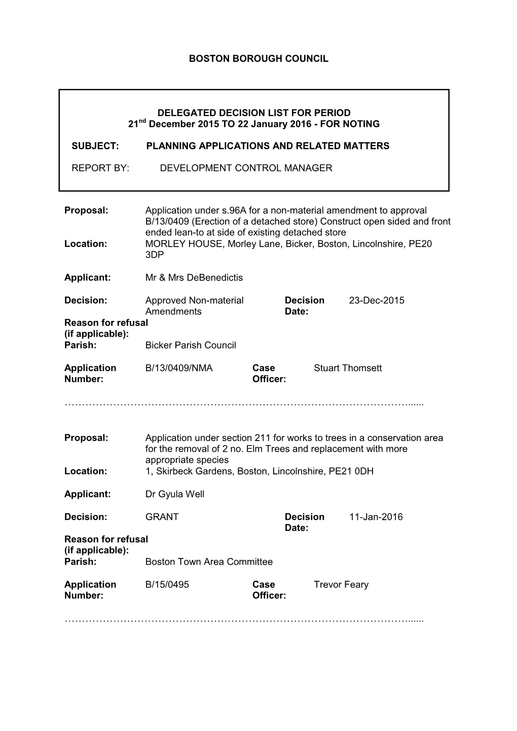 Delegated Decision List Pdf 189 Kb