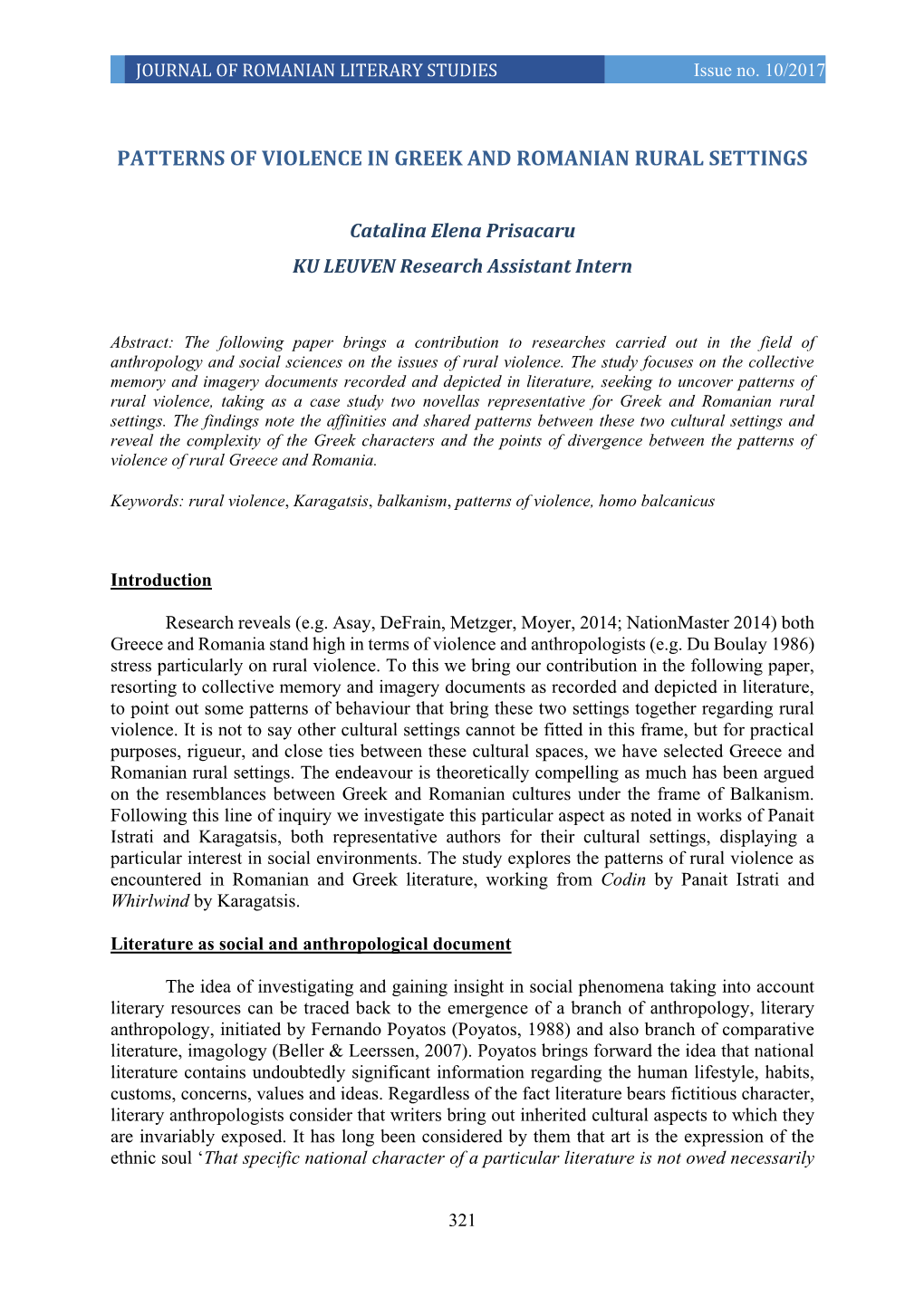 Patterns of Violence in Greek and Romanian Rural Settings