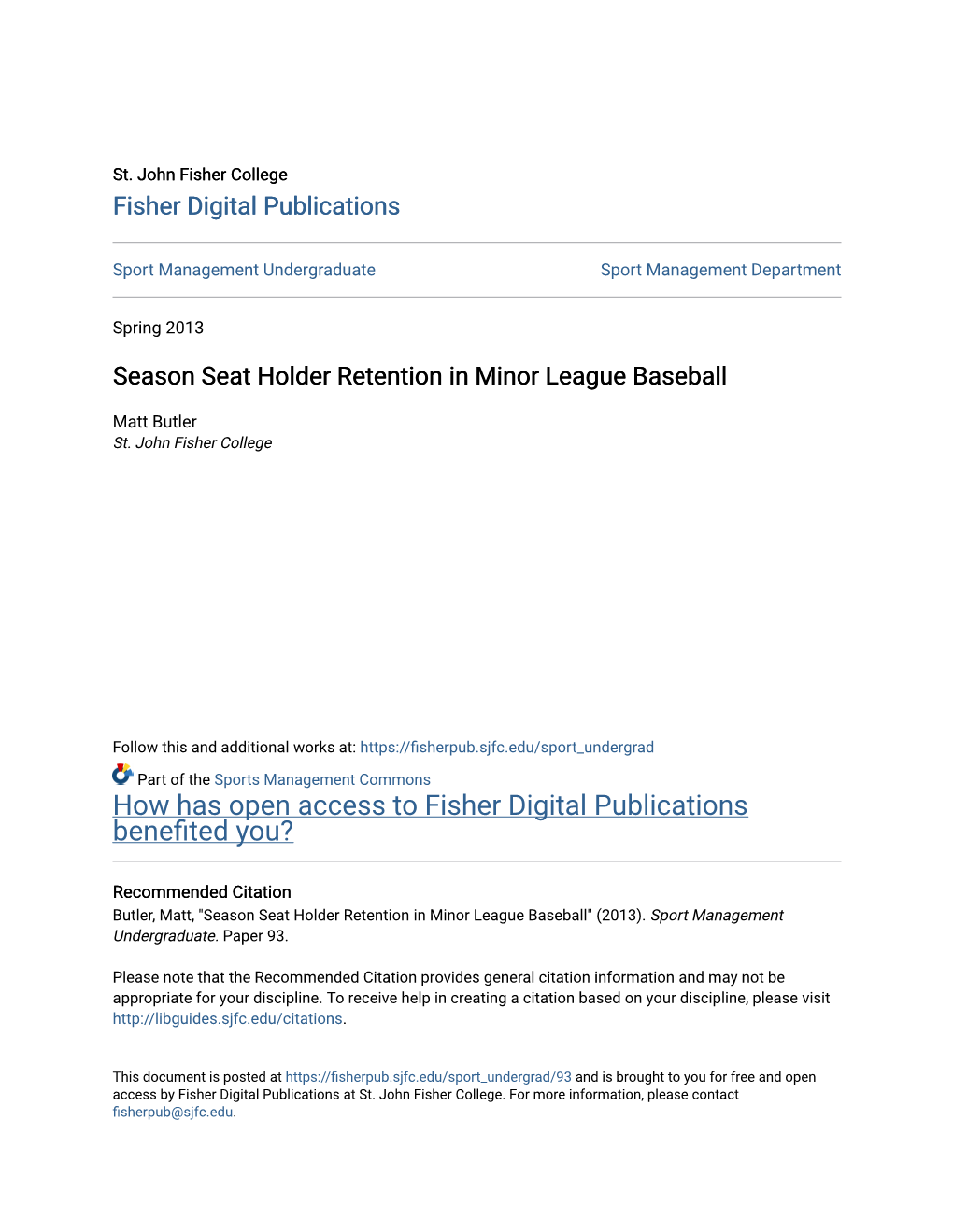 Season Seat Holder Retention in Minor League Baseball