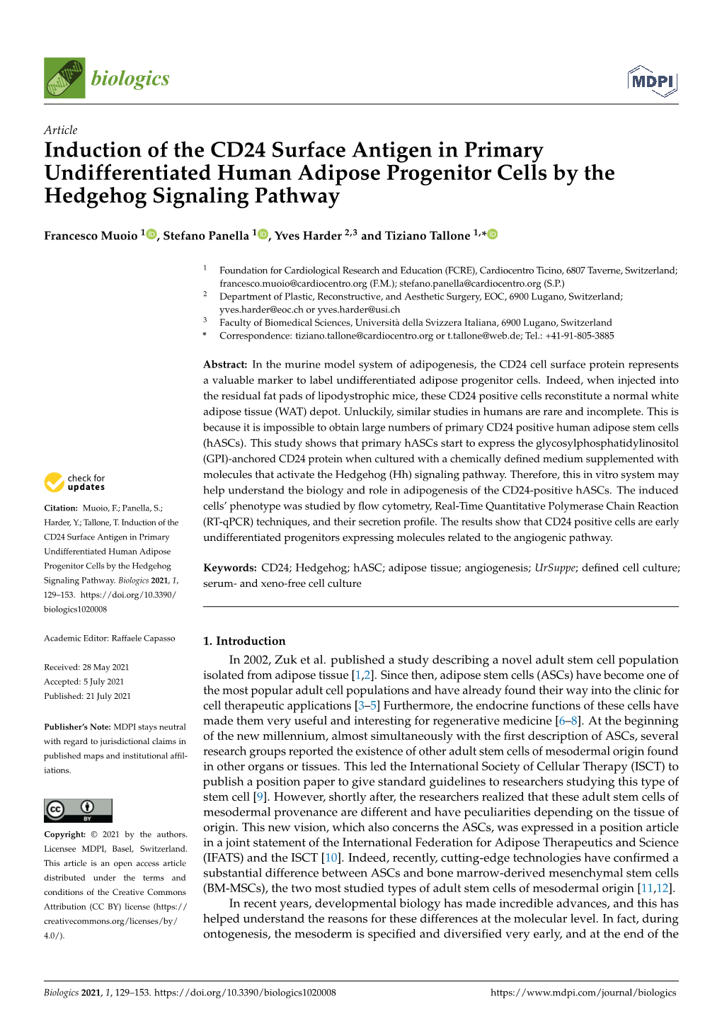 Induction of the CD24 Surface Antigen in Primary Undifferentiated Human Adipose Progenitor Cells by the Hedgehog Signaling Pathway