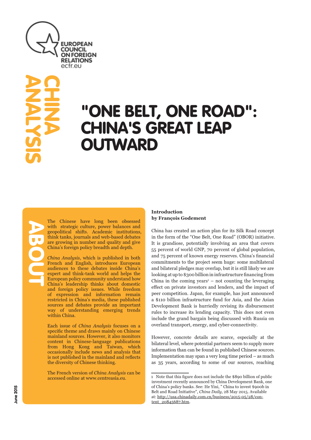 One Belt, One Road"