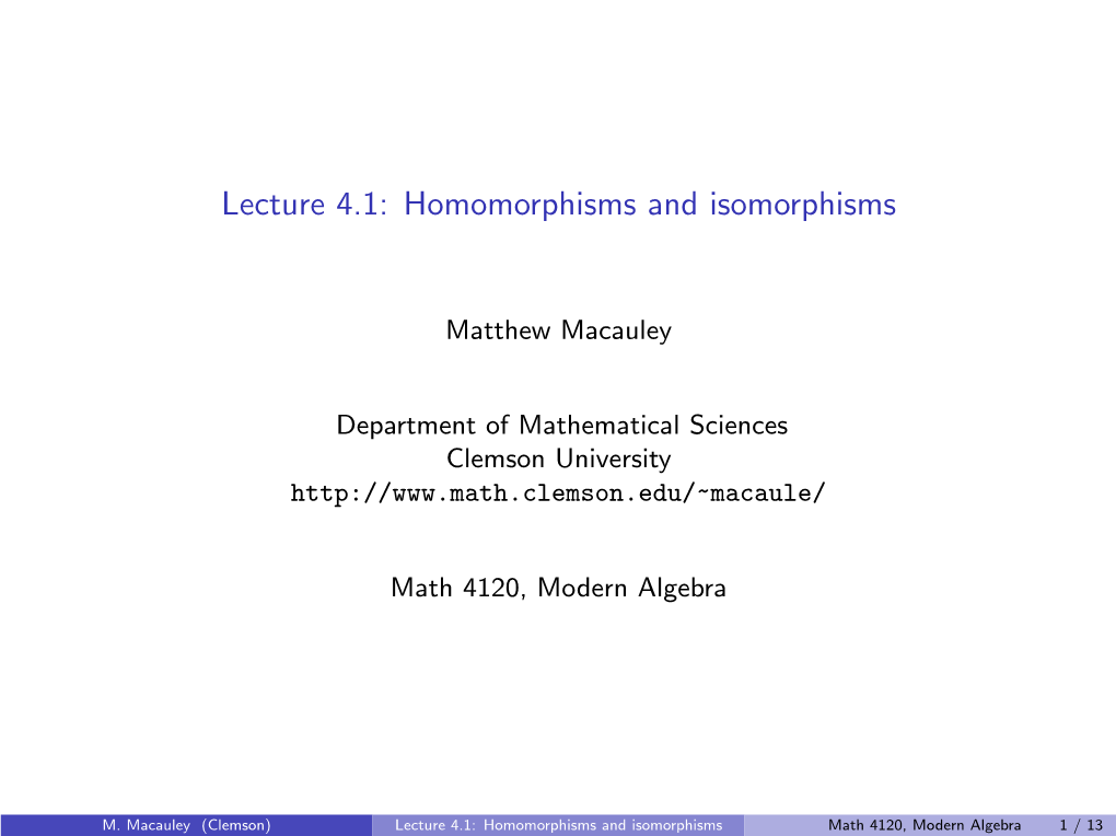 Homomorphisms and Isomorphisms