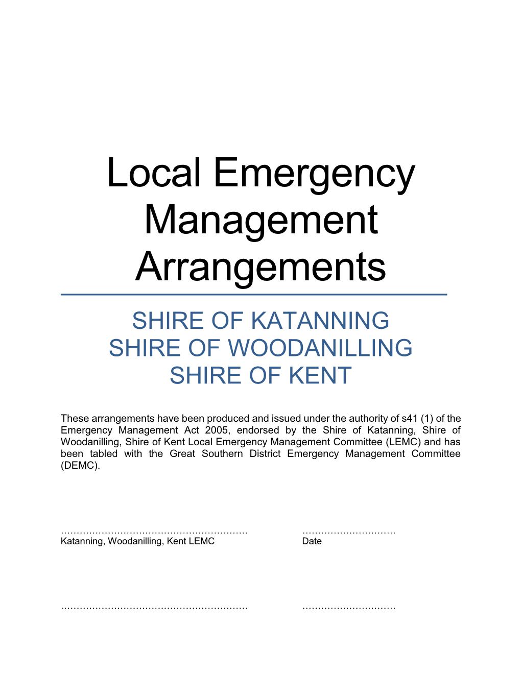 Local Emergency Management Arrangements