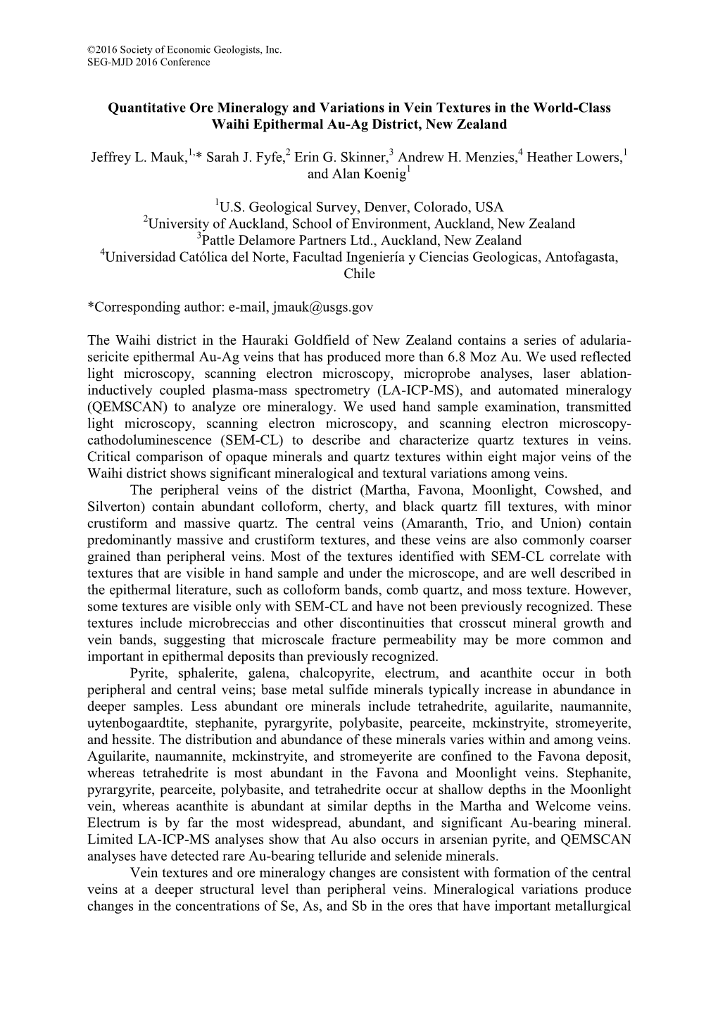 Quantitative Ore Mineralogy and Variations in Vein Textures in the World-Class Waihi Epithermal Au-Ag District, New Zealand