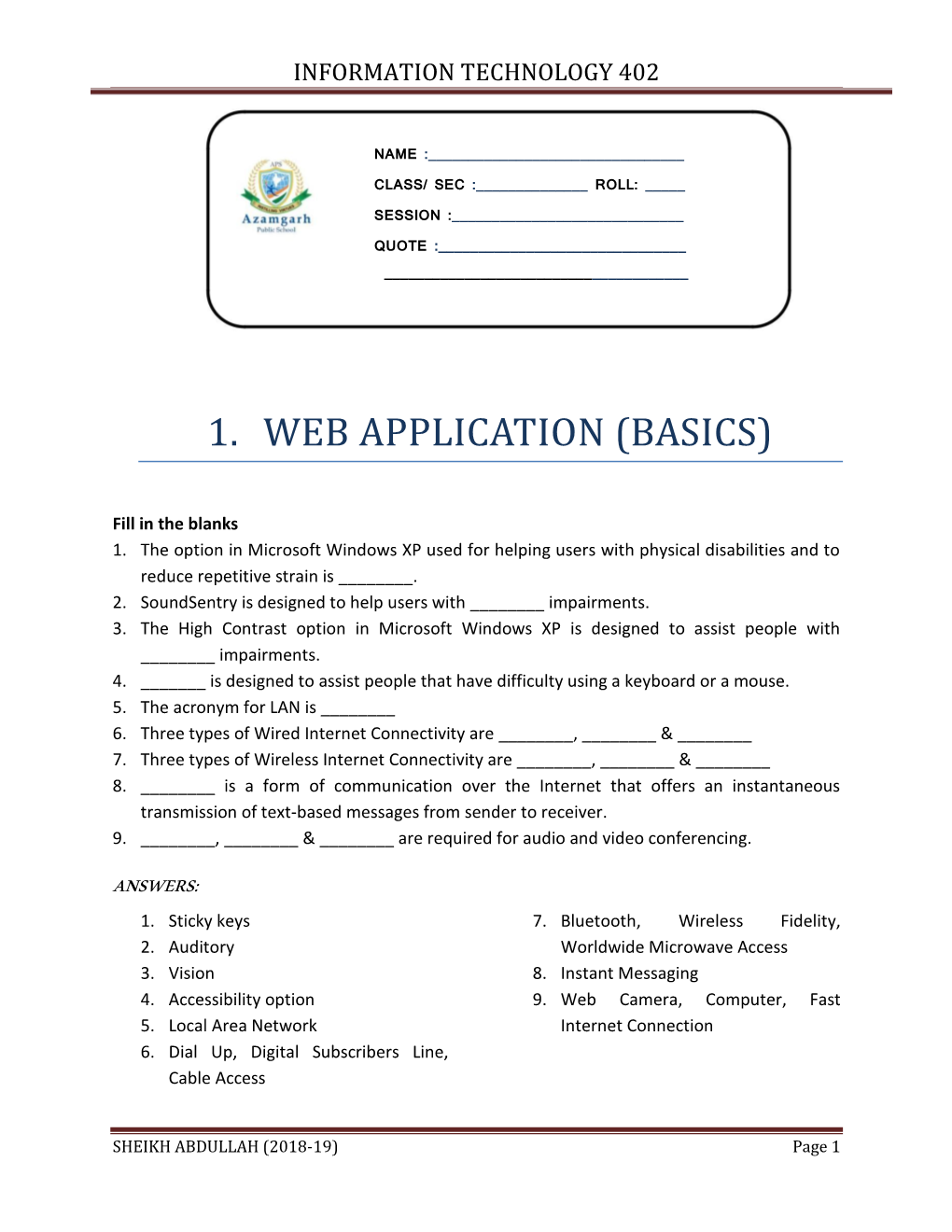 1. Web Application (Basics)