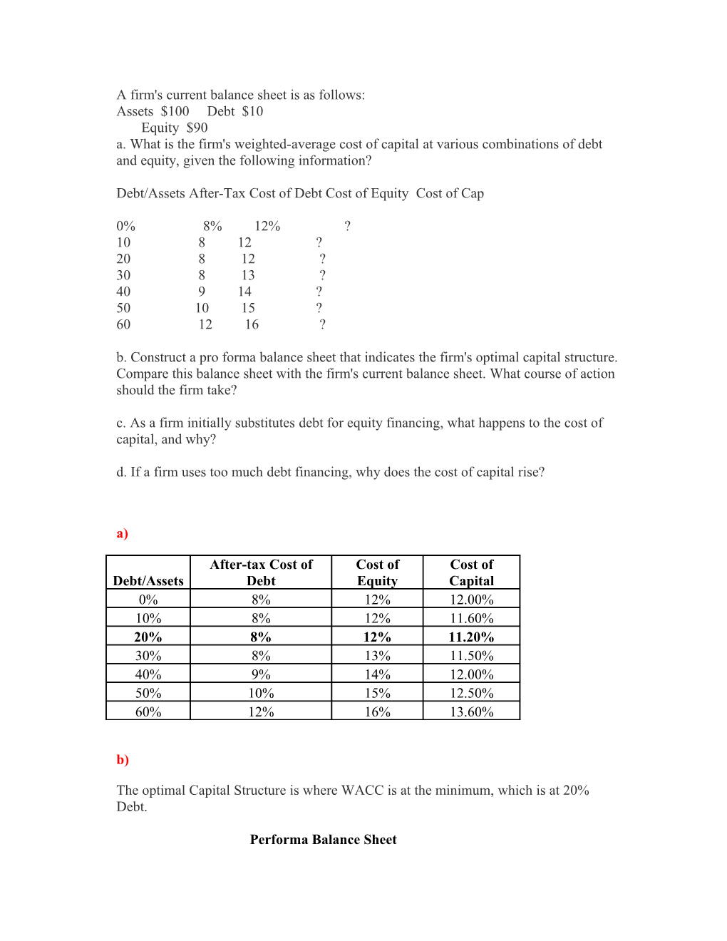 A Firm's Current Balance Sheet Is As Follows