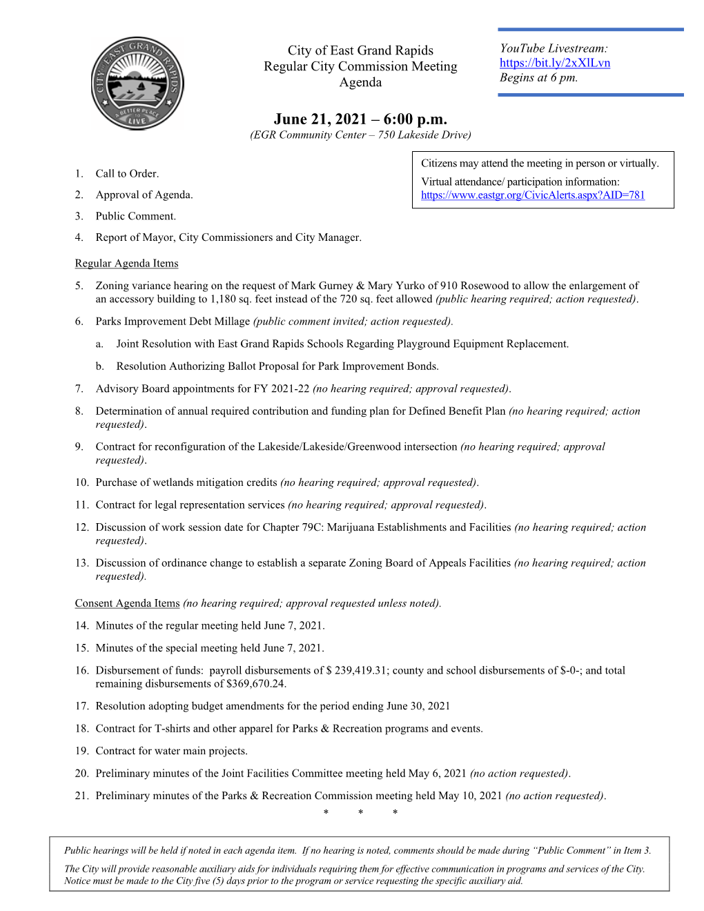 City Commission Agenda Materials