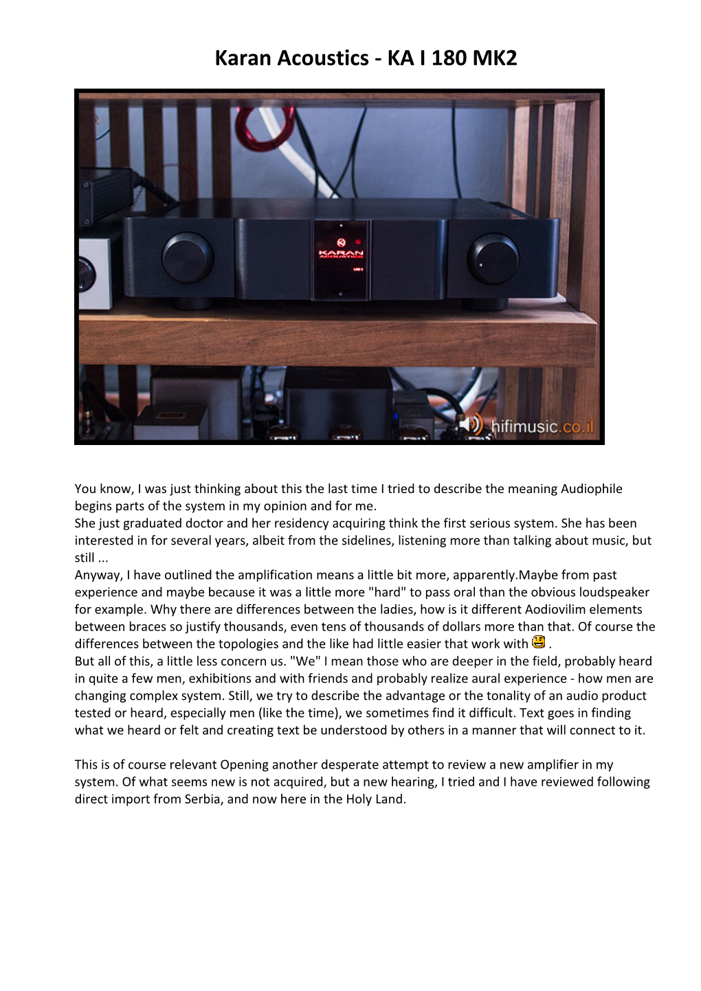 Karan Acoustics - KA I 180 MK2