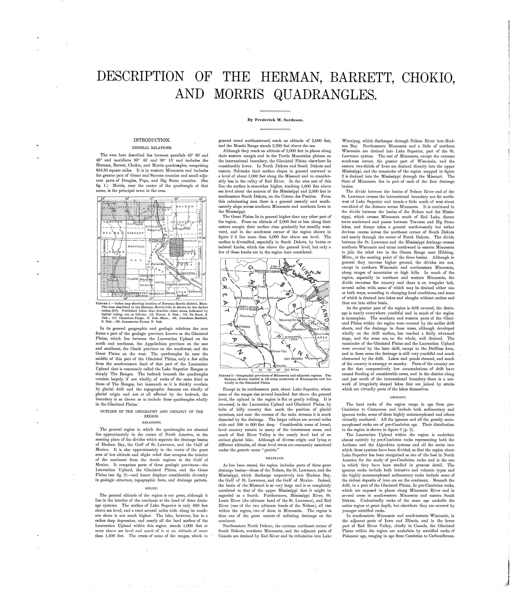 Description of the Herman, Barrett, Chokio, and Morris Quadrangles