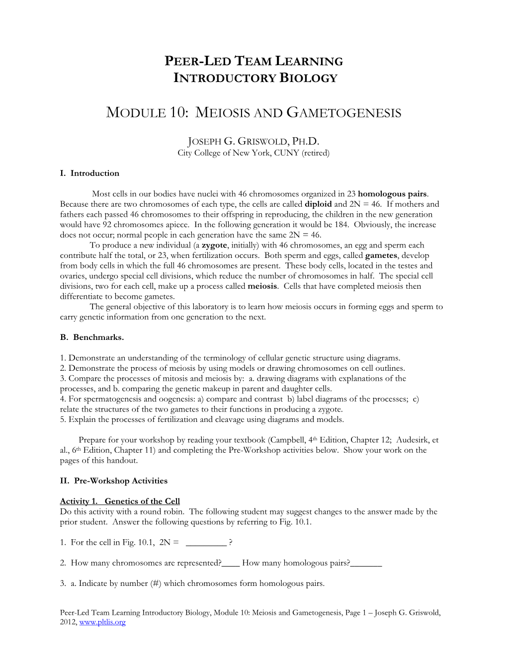 Module 10: Meiosis and Gametogenesis