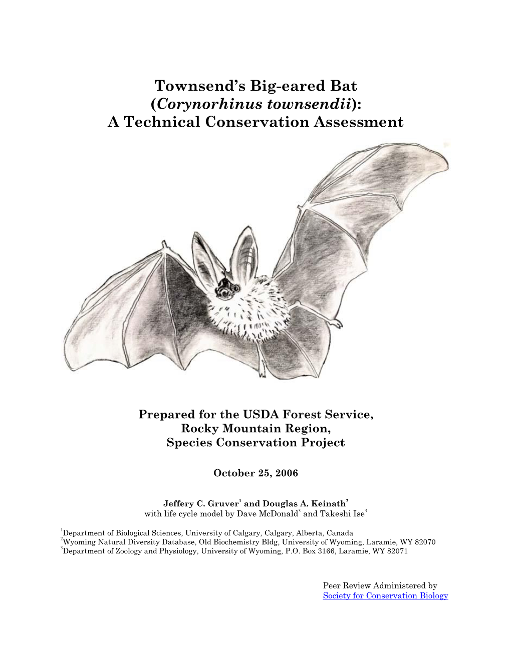 Corynorhinus Townsendii): a Technical Conservation Assessment