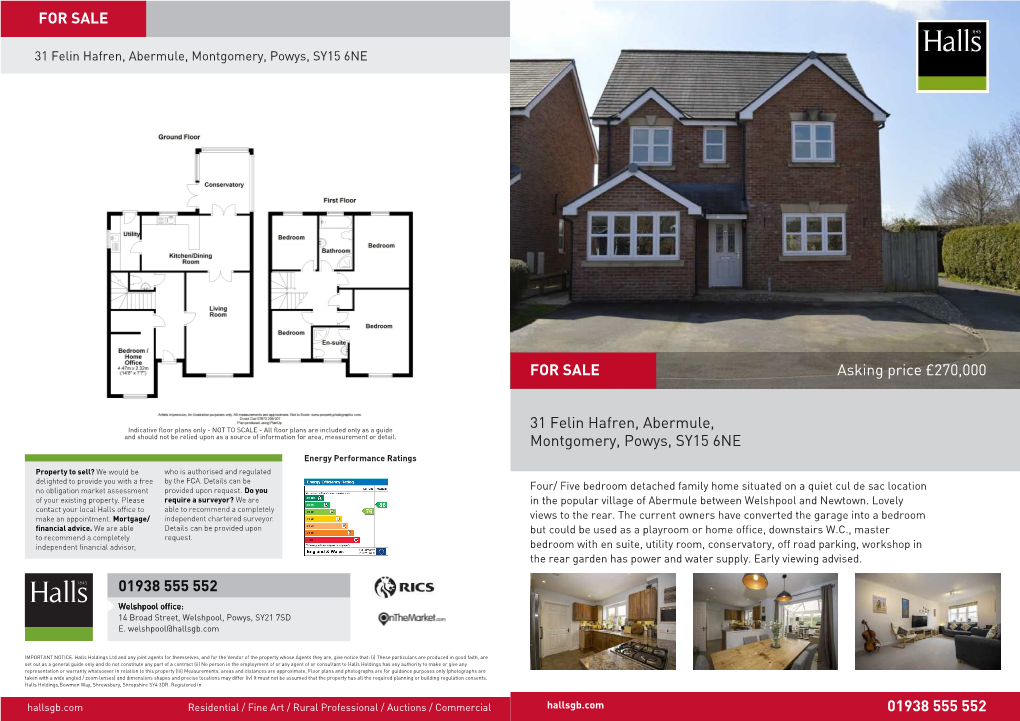 Asking Price £270,000 31 Felin Hafren, Abermule, Montgomery, Powys