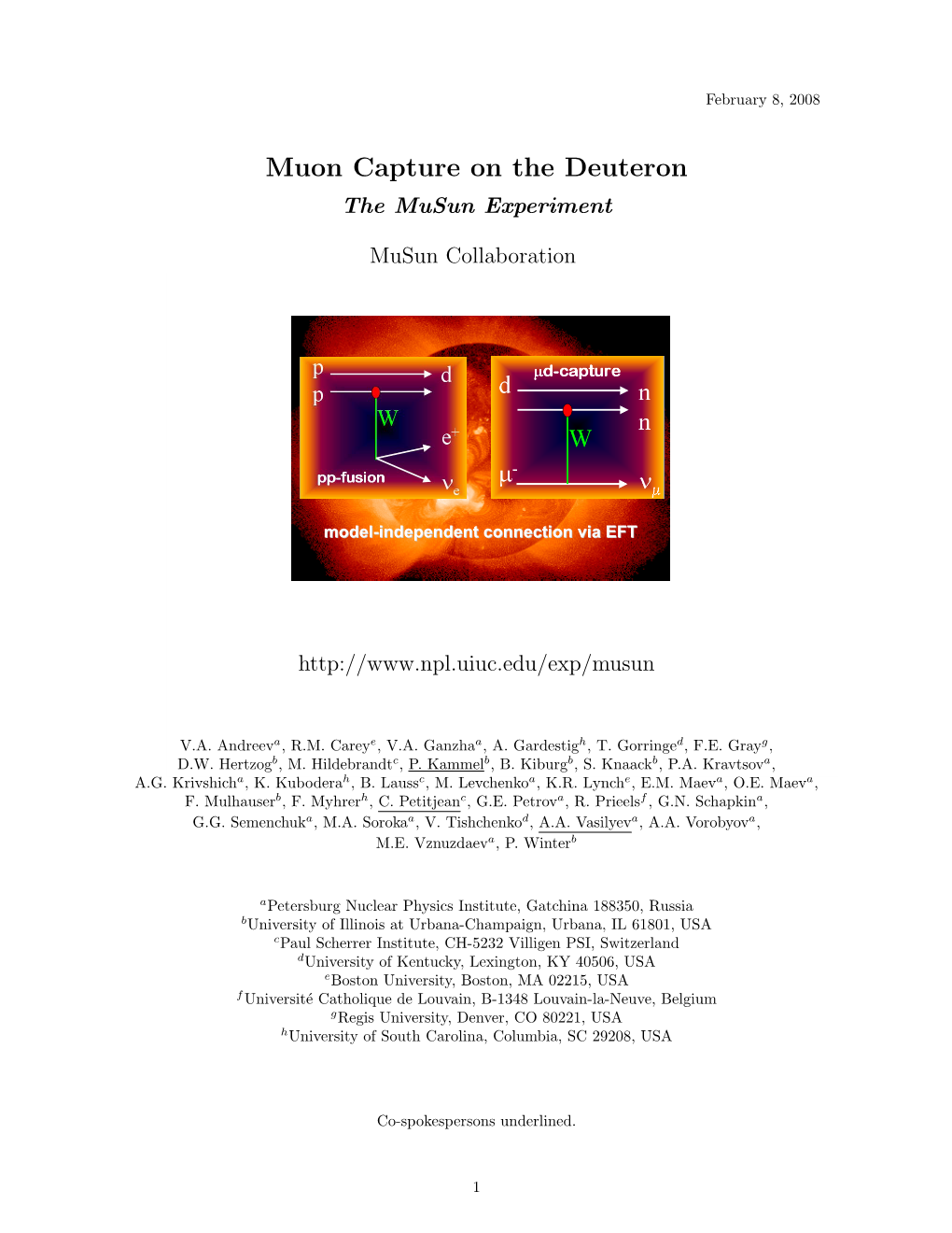 4 Muon Capture on the Deuteron 7 4.1 Theoretical Framework