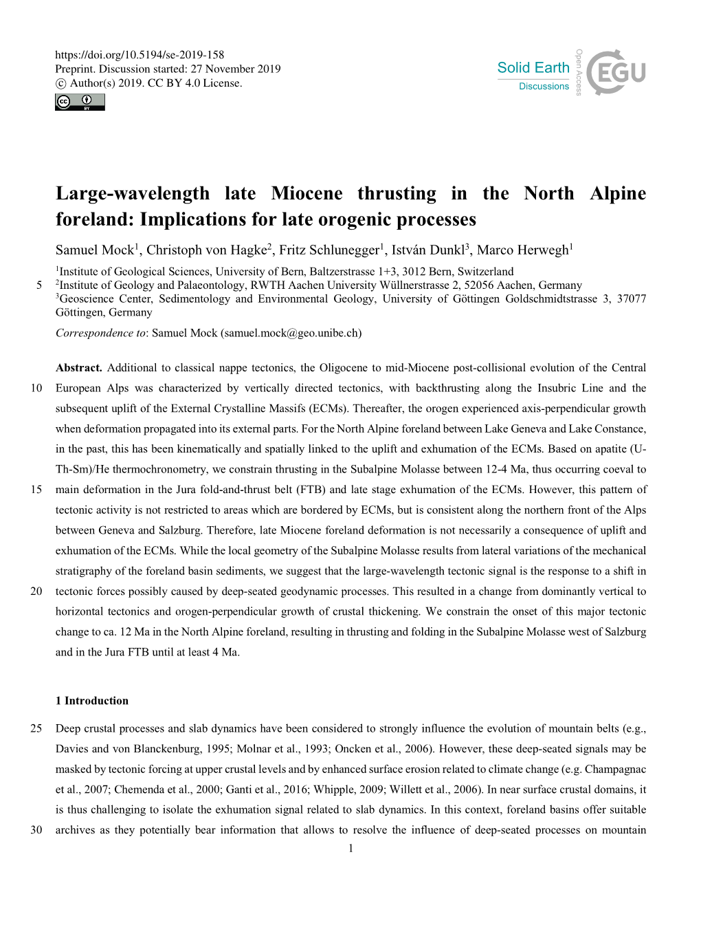 Large-Wavelength Late Miocene Thrusting in the North Alpine Foreland