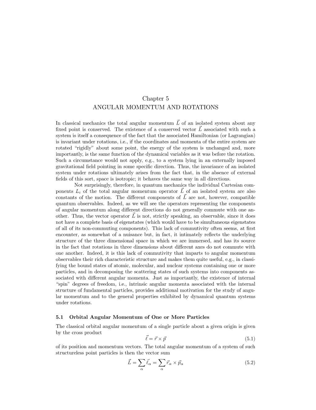 Chapter 5 ANGULAR MOMENTUM and ROTATIONS