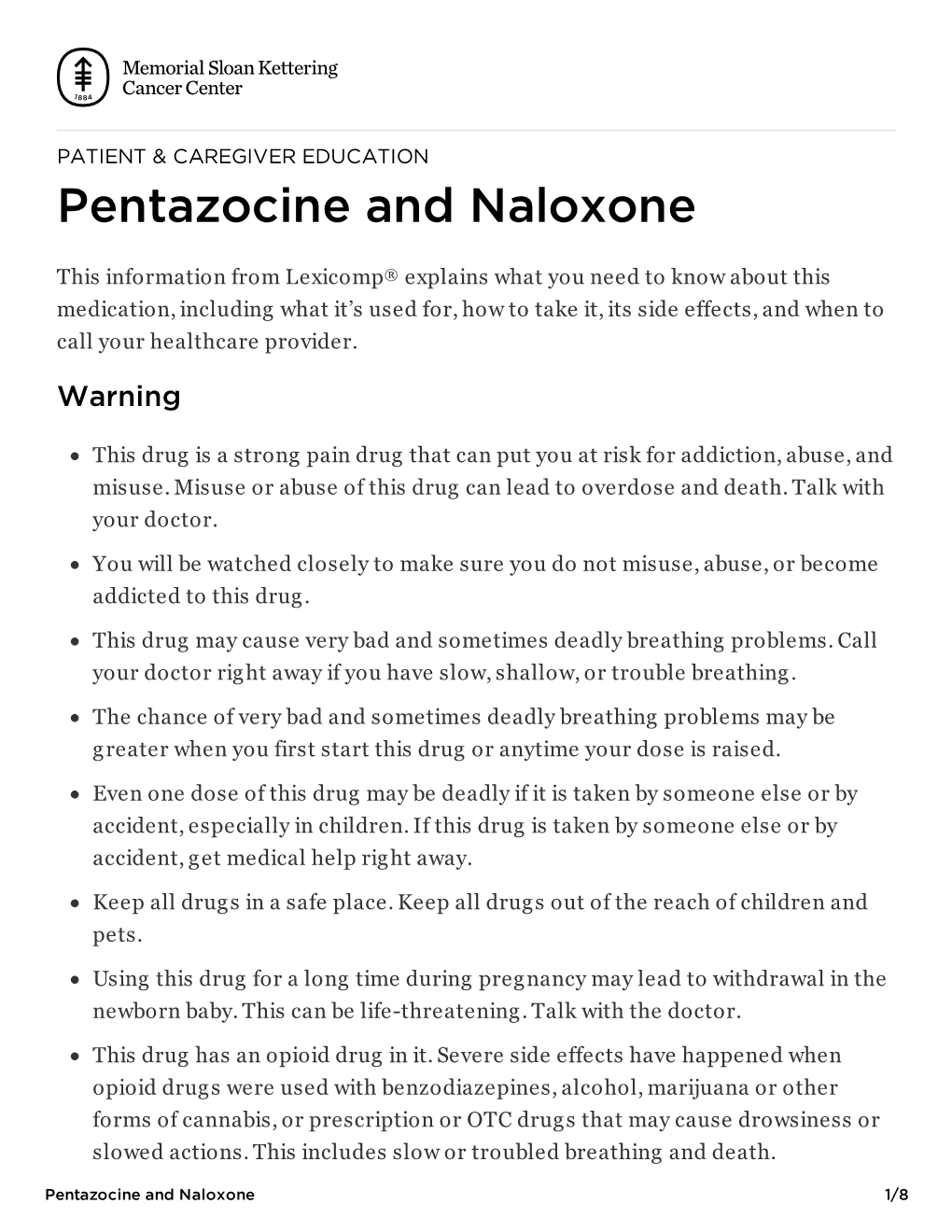 Pentazocine and Naloxone