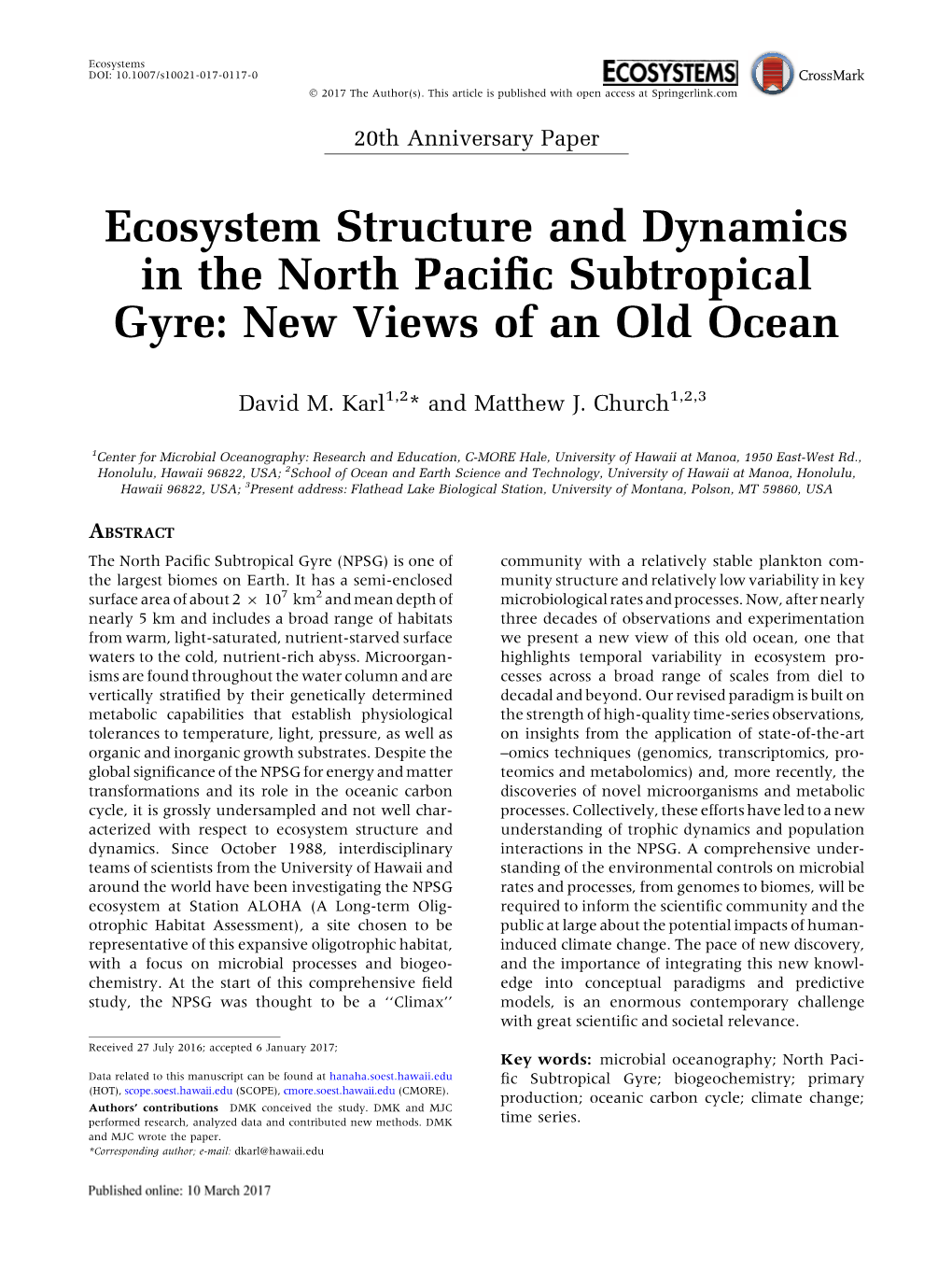 Ecosystem Structure and Dynamics in the North Pacific Subtropical Gyre