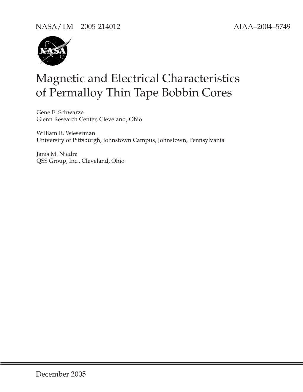 Magnetic and Electrical Characteristics of Permalloy Thin Tape Bobbin Cores