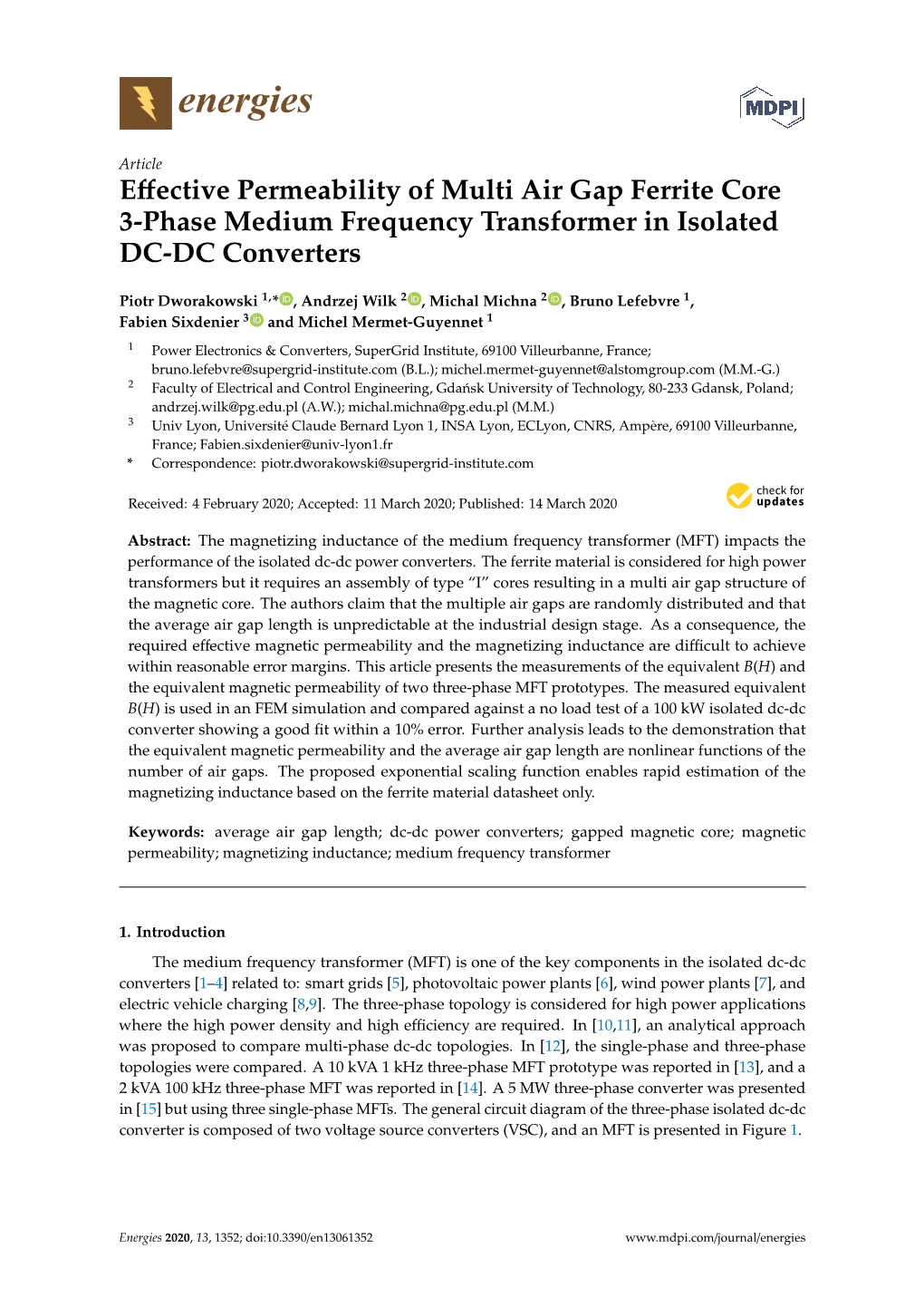 Effective Permeability of Multi Air Gap Ferrite Core 3-Phase