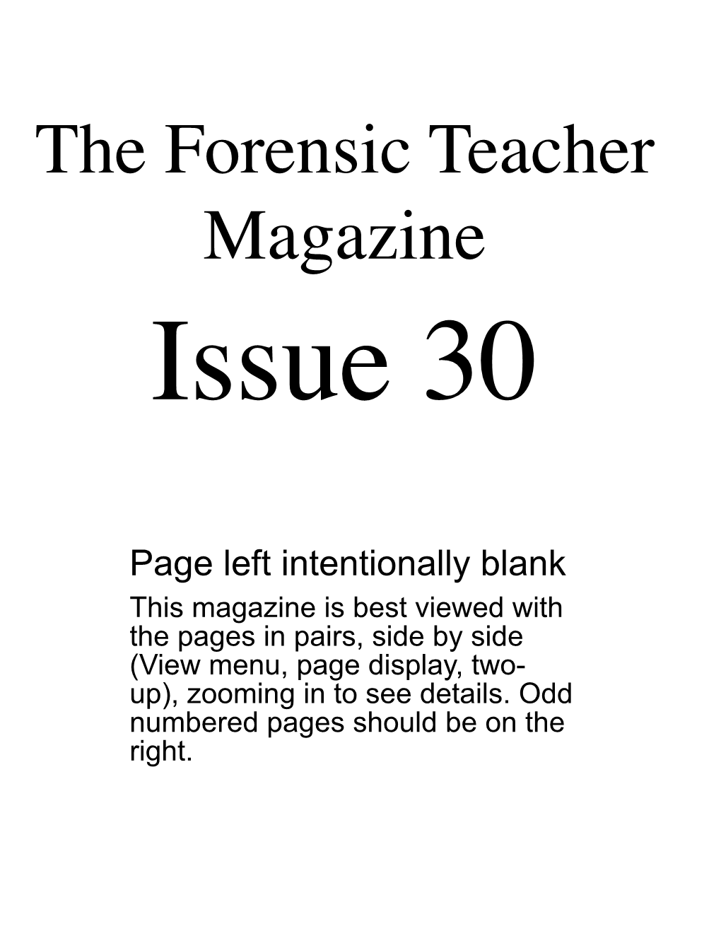 The Forensic Teacher Magazine Issue 30