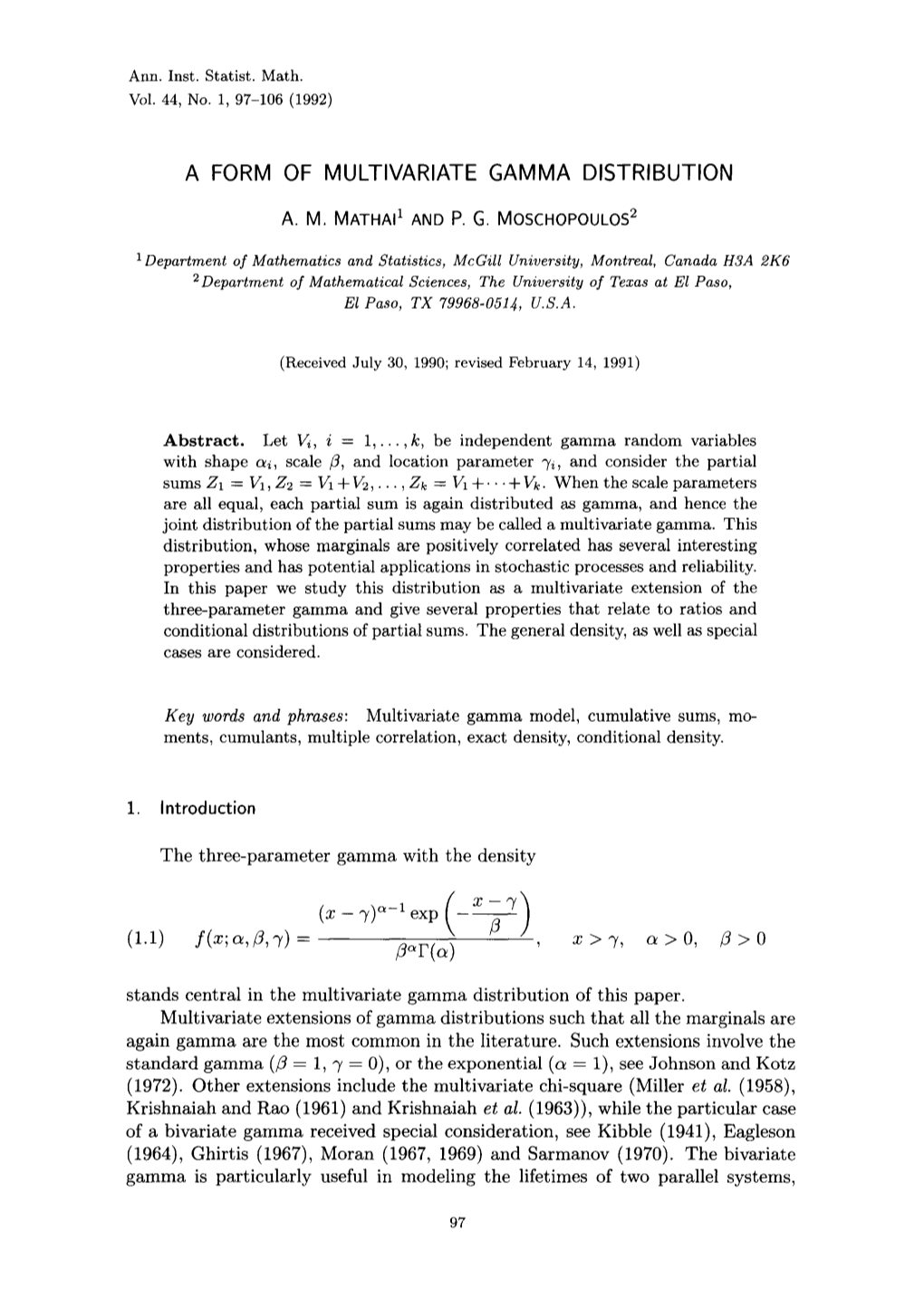 A Form of Multivariate Gamma Distribution
