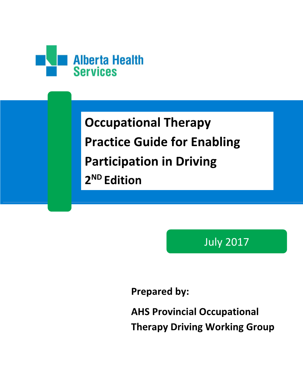 Occupational Therapy Practice Guide for Enabling Participation in Driving 2ND Edition