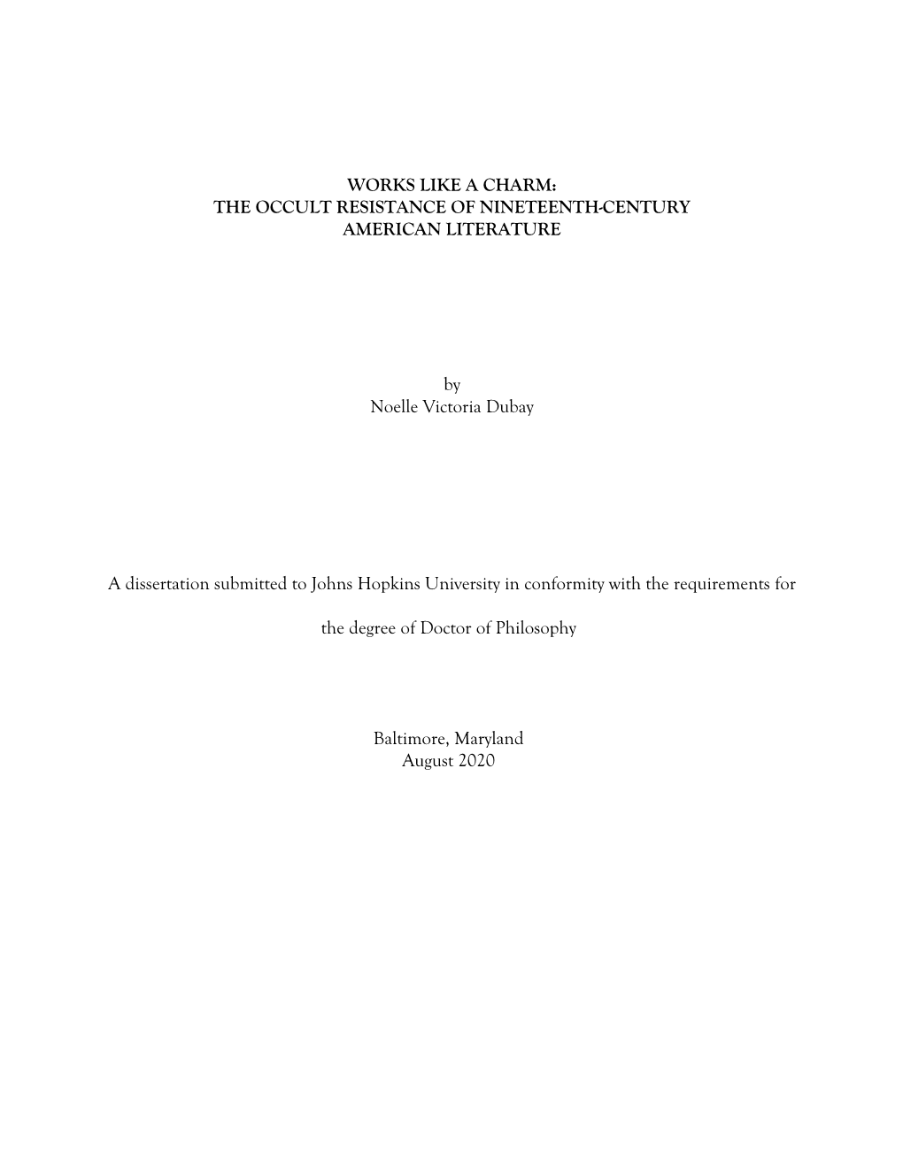 Works Like a Charm: the Occult Resistance of Nineteenth-Century American Literature