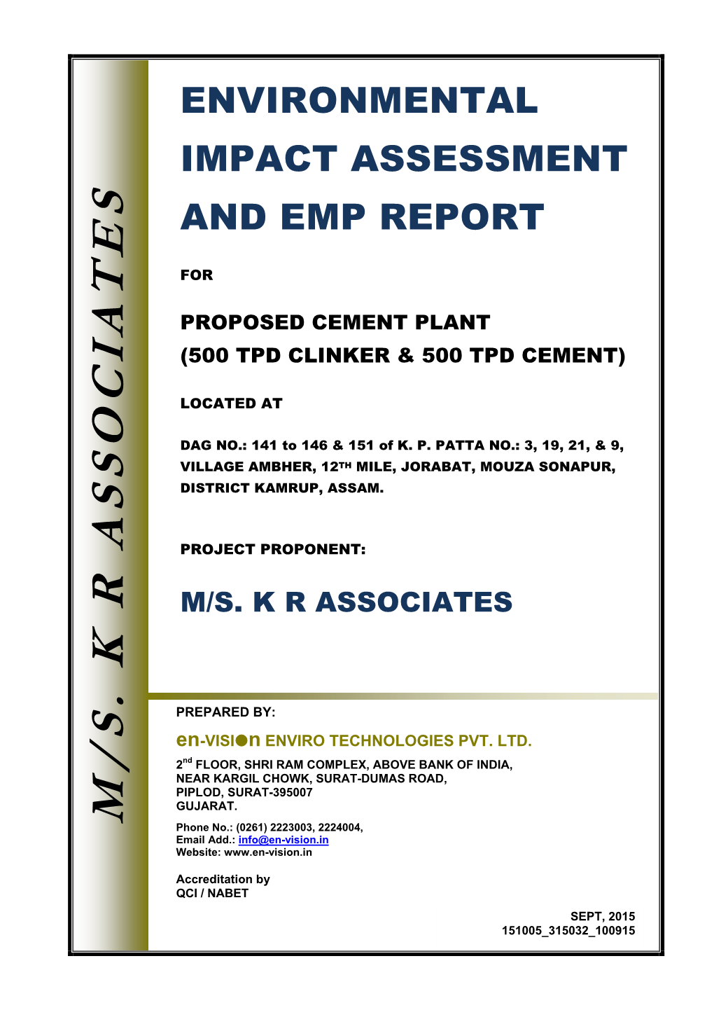 EIA Report Iv Surface Water Quality of Nearby River (60M Upstream and Refer Section 3.7 on Page No