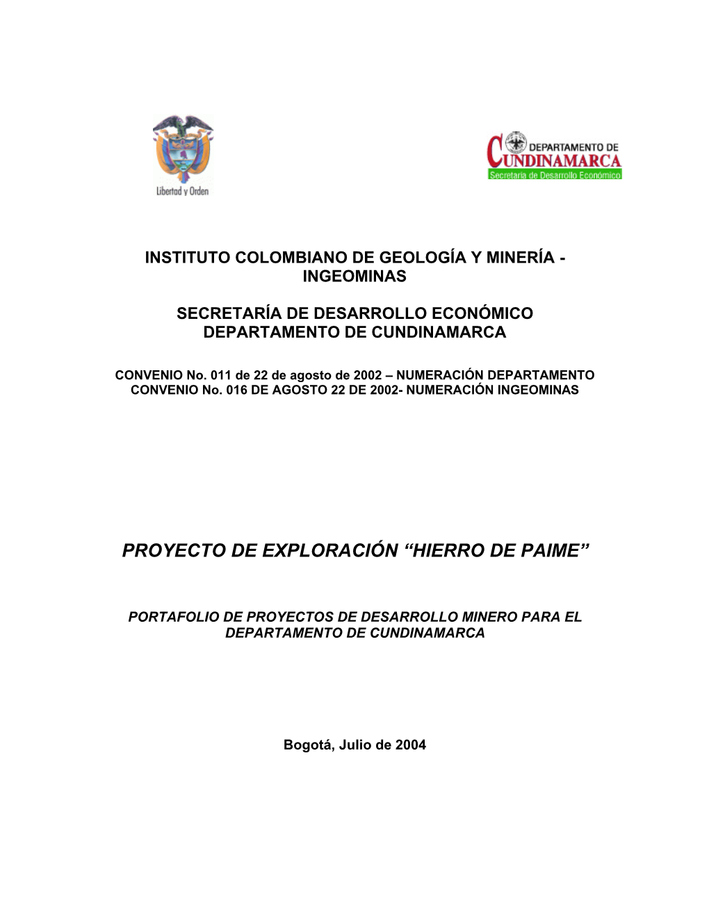 Proyecto De Exploración “Hierro De Paime”