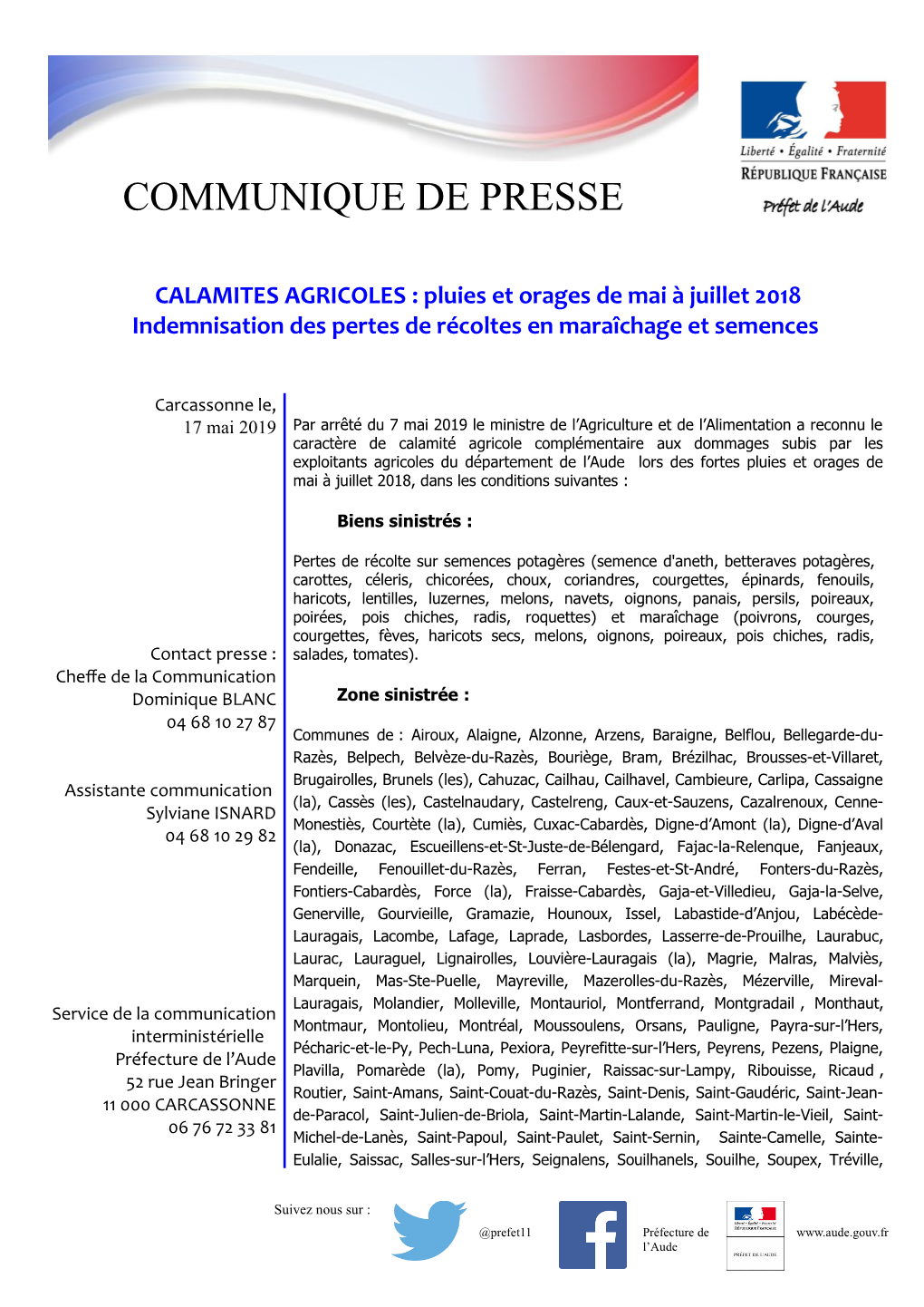 Communique De Presse