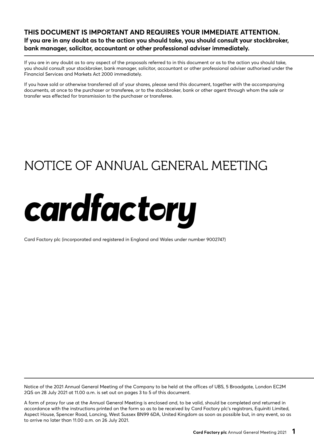 Notice of Annual General Meeting